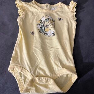 Carhartt Light Yellow Baby Bodysuit with Floral Bee Design